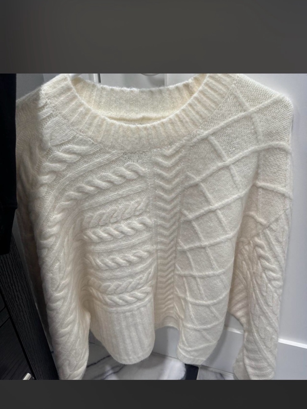 Abercrombie & Fitch Cream Cable-Knit Crew Sweater